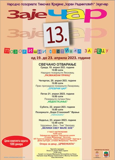 13. Festival pozorišta za decu „ZajeČAR“